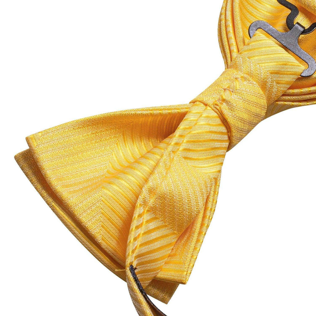 Yellow silk bow tie for men, elegant accessory for formal events