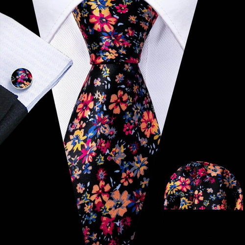 Silk Jacquard Floral Necktie Wedding Business Handkerchief - VacationGrabs