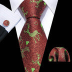 Silk Jacquard Floral Necktie Wedding Business Handkerchief - VacationGrabs