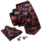 Silk Jacquard Floral Necktie Wedding Business Handkerchief - VacationGrabs