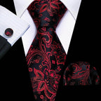 Silk Jacquard Floral Necktie Wedding Business Handkerchief - VacationGrabs