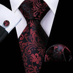 Silk Jacquard Floral Necktie Wedding Business Handkerchief - VacationGrabs