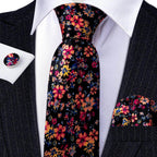 Silk Jacquard Floral Necktie Wedding Business Handkerchief - VacationGrabs