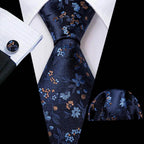 Silk Jacquard Floral Necktie Wedding Business Handkerchief - VacationGrabs