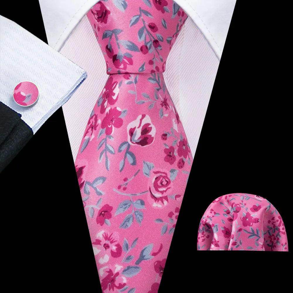 Silk Jacquard Floral Necktie Wedding Business Handkerchief - VacationGrabs
