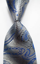 Luxury silver and blue patterned silk necktie fashion for stylish men's accessories