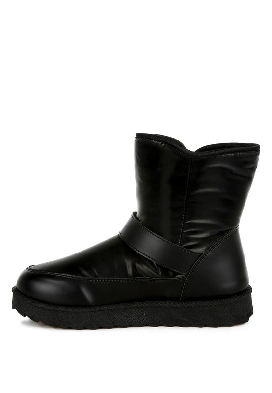 Rag Company Women's Silver Buckle Strap Boots in Black with Comfortable Sole for Stylish Wear