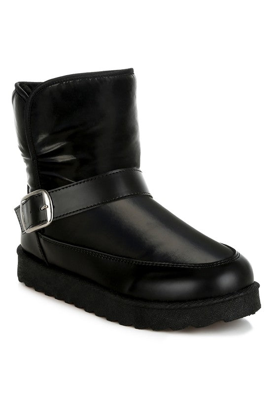 Rag Company stylish black silver buckle strap boots with a comfortable sole for everyday wear
