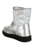 Rag Company silver buckle strap boots with a shiny finish and soft interior for comfort