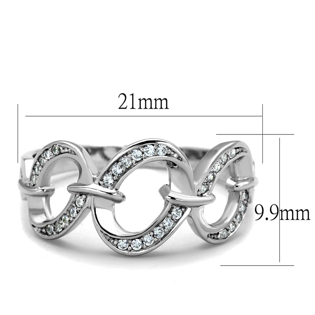 Elegant silver chain link ring for women featuring sparkling stones and a unique loop design