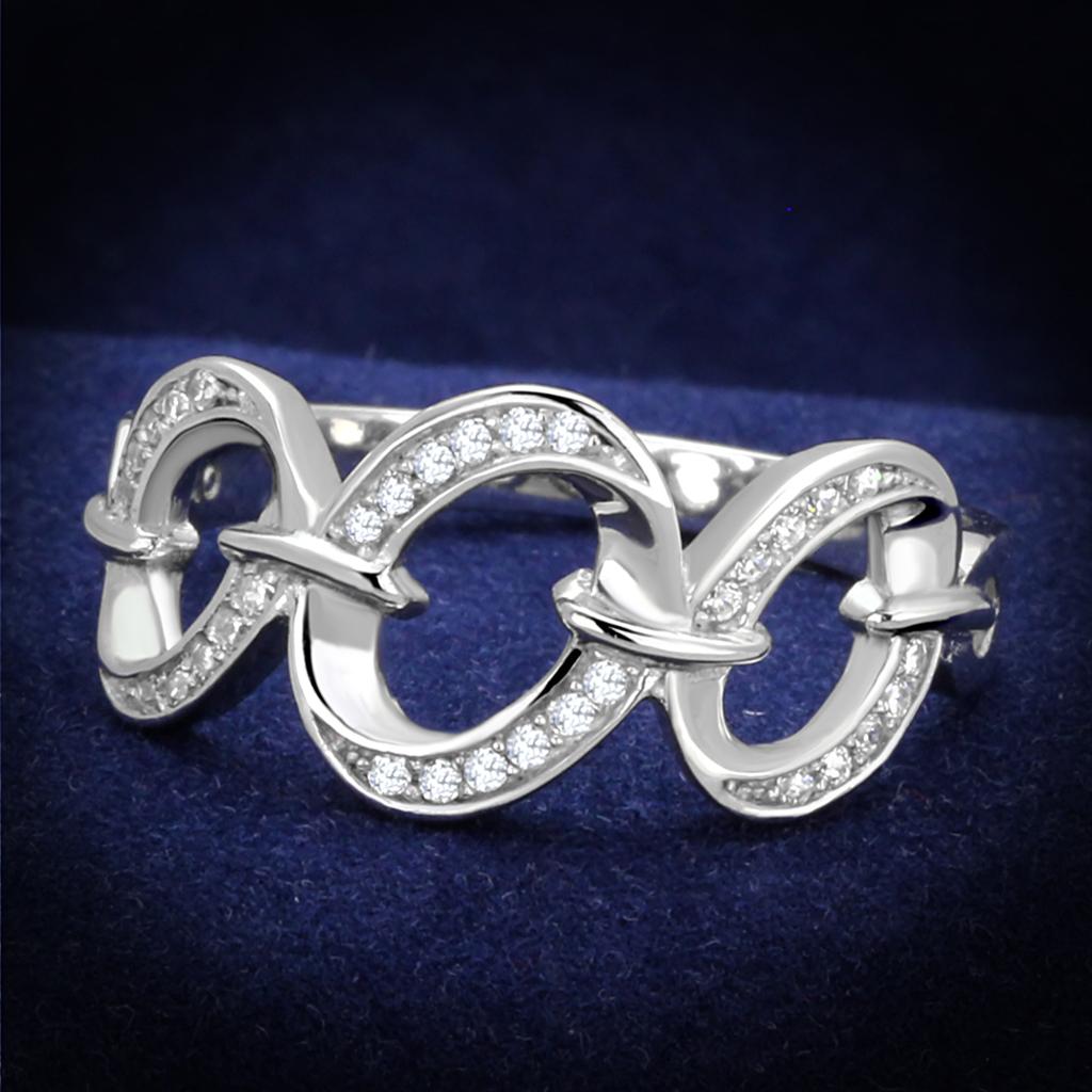 Elegant silver chain link ring for women with sparkling crystals for a stylish look