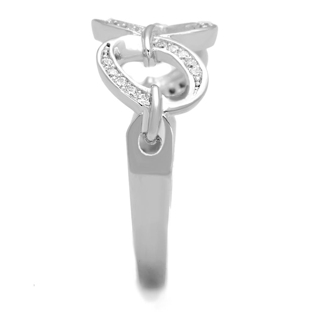 Stylish silver chain link ring for women with sparkling accents and modern design
