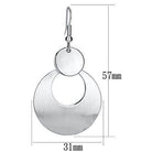 VacationGrabs silver circle drop earrings with a sleek design and brushed finish, measuring 57mm