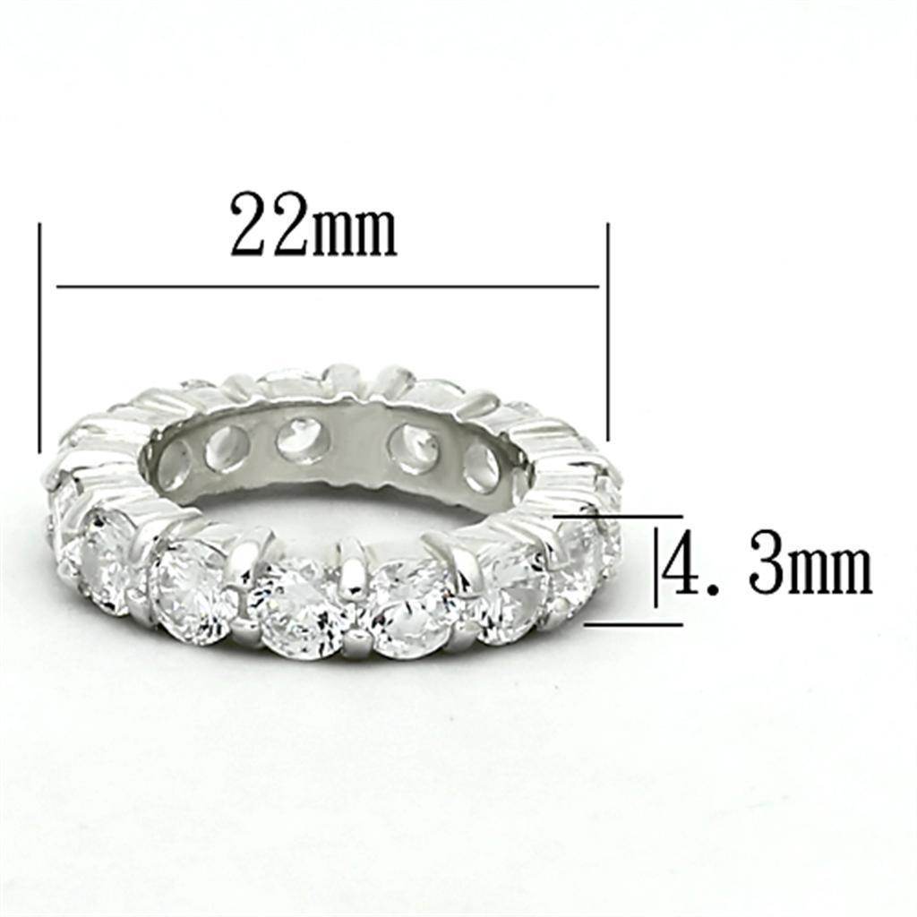 Elegant silver eternity band for women featuring sparkling stones and a classic design