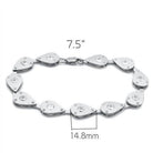 Silver fashion bracelet for travel outfits with crystal accents and adjustable length of 7.5 inches