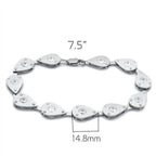 Silver fashion bracelet for travel outfits with crystal accents and adjustable length of 7.5 inches