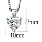 Women's silver heart necklace, affordable and vacation quality, with crystal pendant