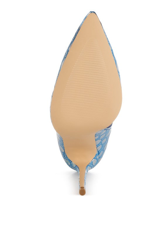 Bottom view of Rag Company silver high heel party boots with a sleek design and pointed toe for stylish looks