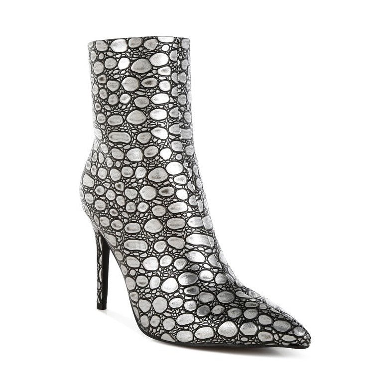 Rag Company silver high heel party boots with a stylish pattern for a chic look