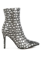 Rag Company silver high heel party boots with a unique textured pattern for stylish evening wear