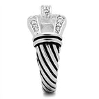 Stylish silver knot engagement ring with elegant design and sparkling accents