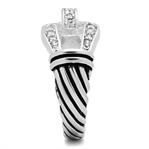 Stylish silver knot engagement ring with elegant design and sparkling accents