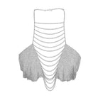 VacationGrabs rhinestone body chain top clubwear in silver with multiple delicate chains and sparkling rhinestones