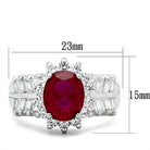VacationGrabs silver ring with red gemstone featuring an oval design and accent diamonds