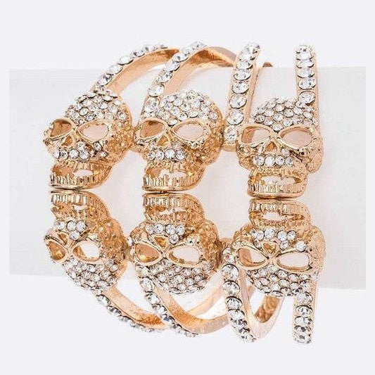 LA Jewelry Plaza Rose Gold Bracelets with Crystal-Studded Silver Skeleton Jewelry Women Design