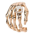 LA Jewelry Plaza silver skeleton jewelry women cuff bracelet with skull and glittering details