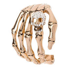 LA Jewelry Plaza silver skeleton jewelry women cuff bracelet with skull and glittering details