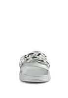 Silver Rag Company stylish vacation sandals for women with chain detail on front strap