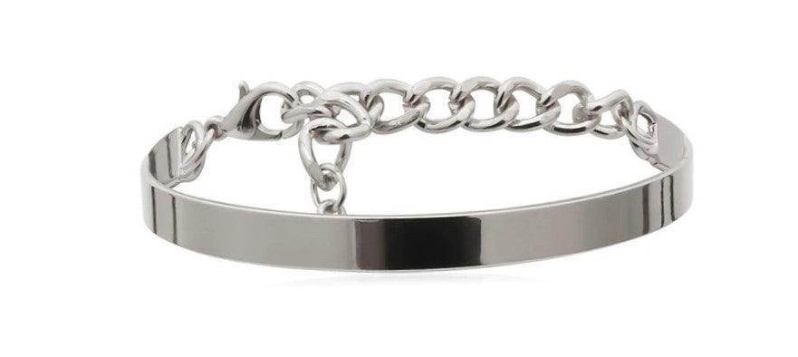 Elegant silver thick bangle set featuring a sleek design with a chain clasp for stylish women