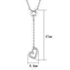 Silver tone brass necklace for women featuring a delicate heart pendant with sparkling details