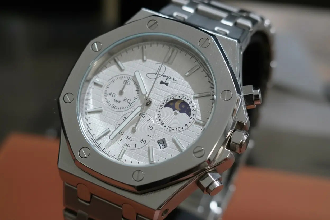 Silver wrist watch by Dapper Watches for stylish occasions