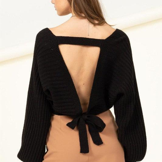 Women's Sweaters Simply Stunning Tie-Back Cropped Sweater Top