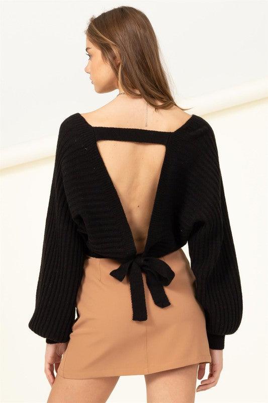 Women's Sweaters Simply Stunning Tie-Back Cropped Sweater Top