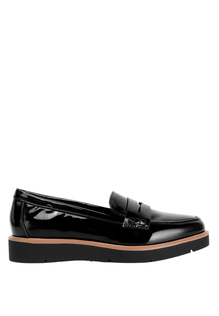 Sinclair Patent Faux Leather Heeled Loafers