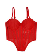 Red sexy bustier camisole for ladies with adjustable straps and structured cups by VacationGrabs