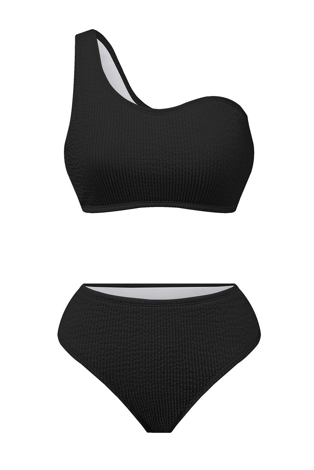 Women's Swimwear - 2PC Single Shoulder Bikini Set