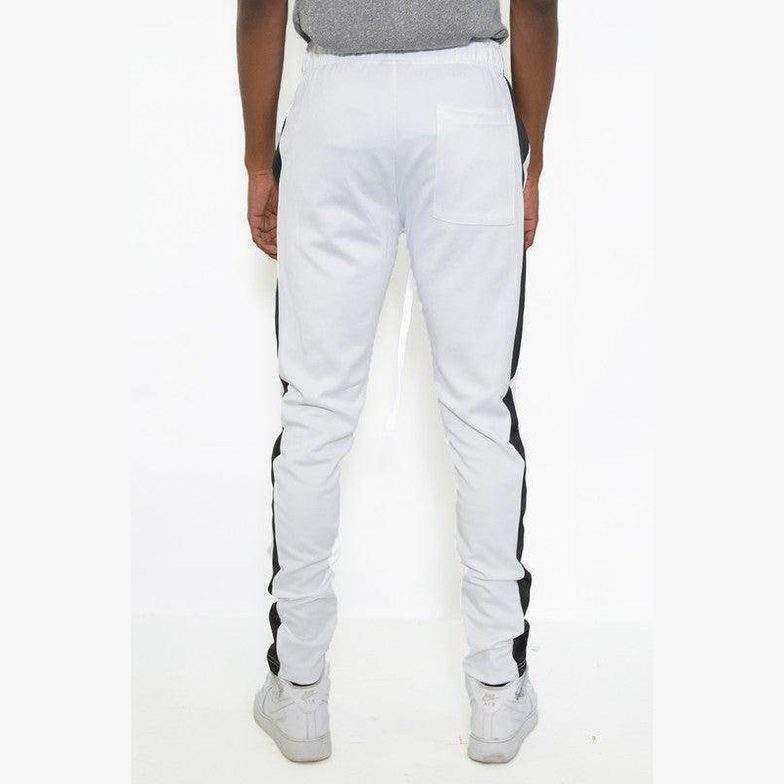 WEIV Men's Joggers in Gray featuring Black Single Stripe Athletic Pants for a sporty look