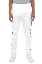 WEIV men's joggers in white with a stylish single stripe athletic pants design