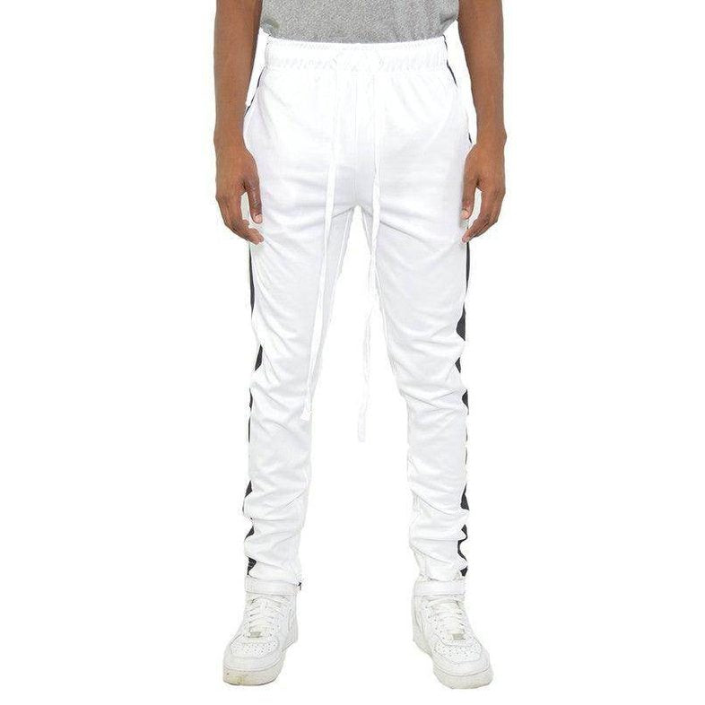 WEIV men's joggers in white with a stylish single stripe athletic pants design