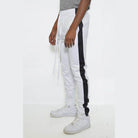 WEIV Men's Joggers in White with Single Stripe Athletic Pants for a Stylish Sports Look