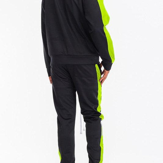 Men's 2PC Track Sets Single Stripe Solid Track Suit