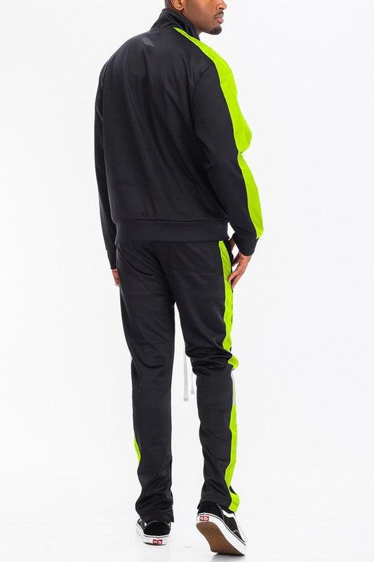 Men's 2PC Track Sets Single Stripe Solid Track Suit