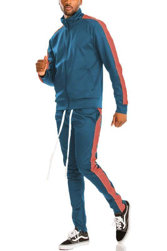 Single Stripe Solid Track Suit - VacationGrabs
