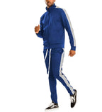 Men's 2PC Track Set in Blue with Single Stripe Track Suit Design for Comfortable Athleisure