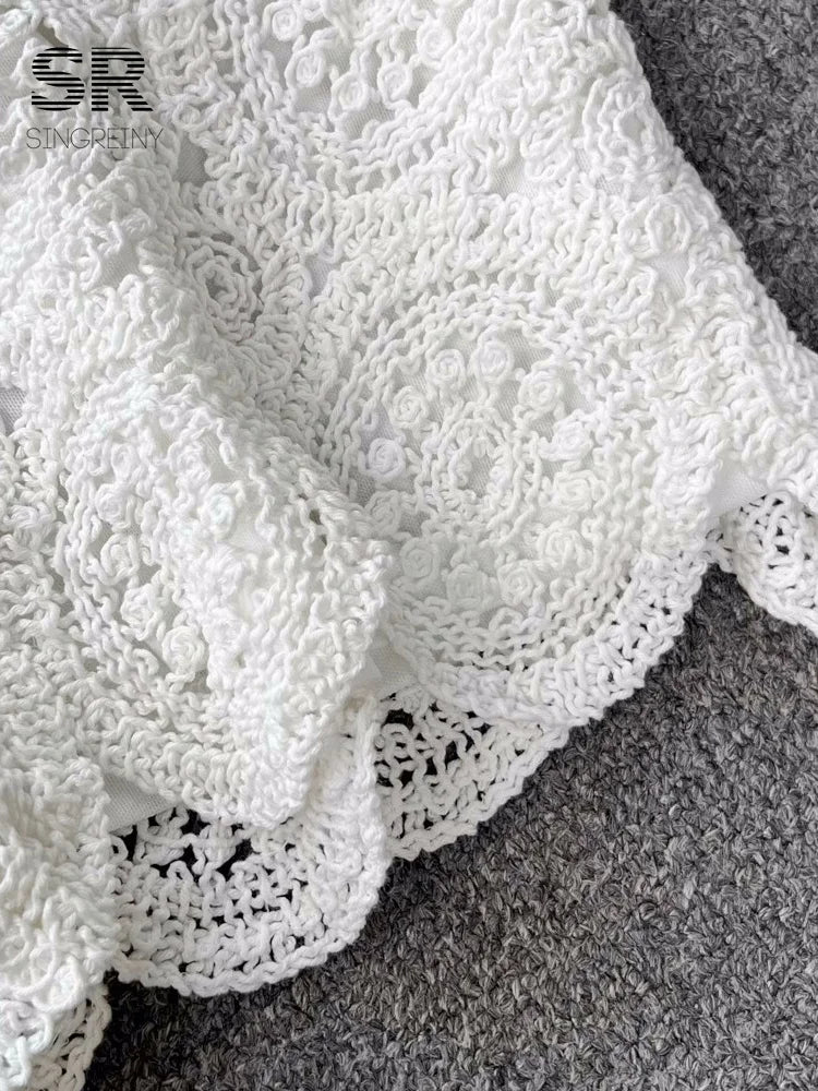 White crochet two piece set perfect for beach outings