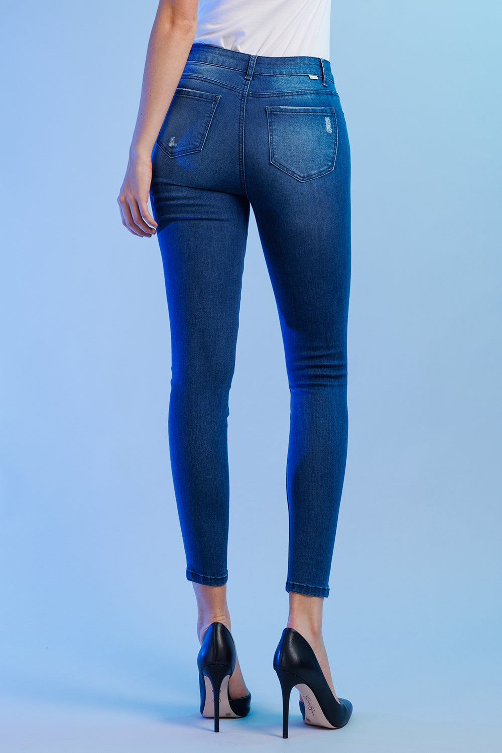 Women's blue skinny pants jeans, stretchy fit for everyday wear